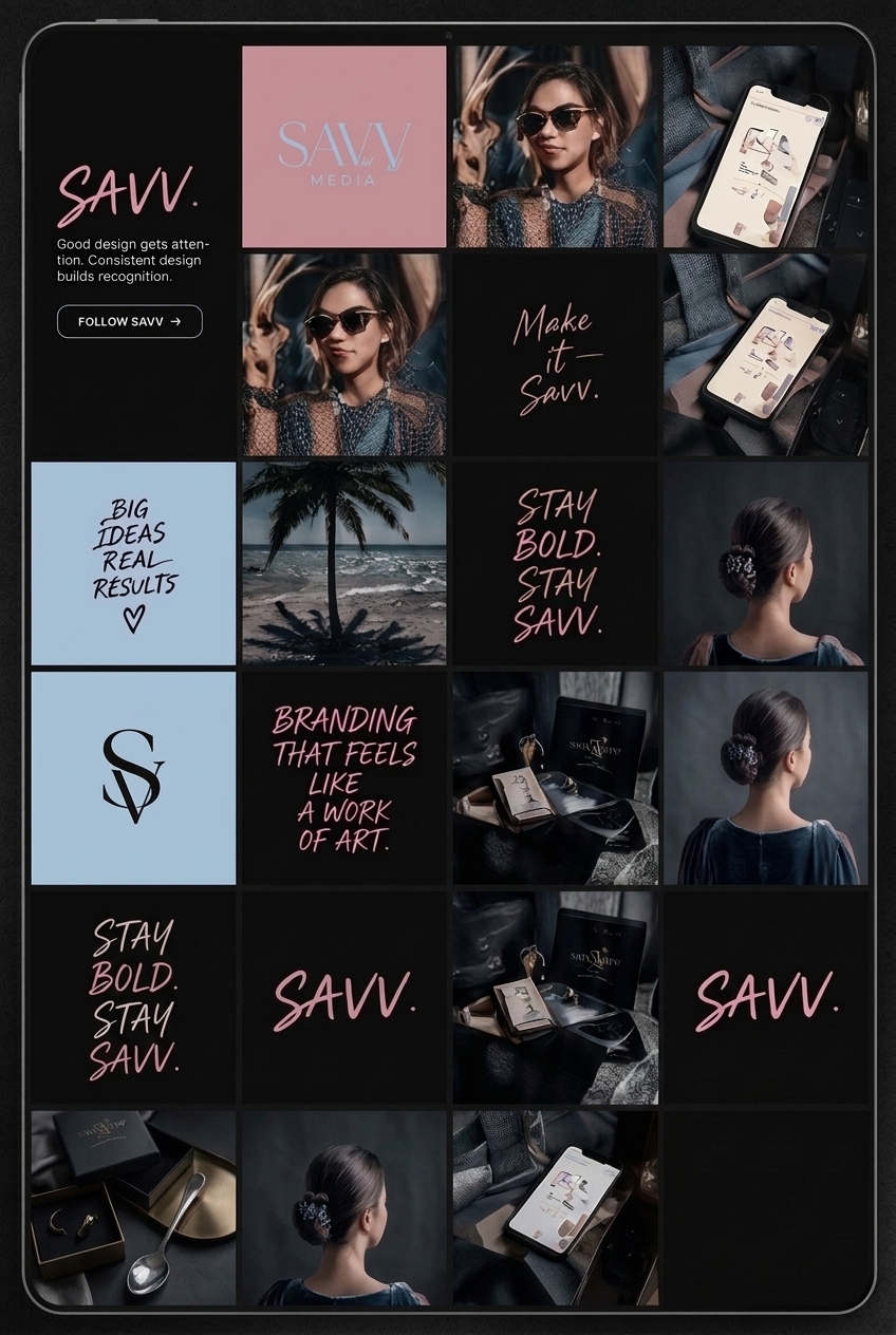 Savv Media social media grid showcase